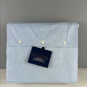 Ralph Lauren Reversible Oxford King Duvet Cover Light Blue Organic Cotton NEW